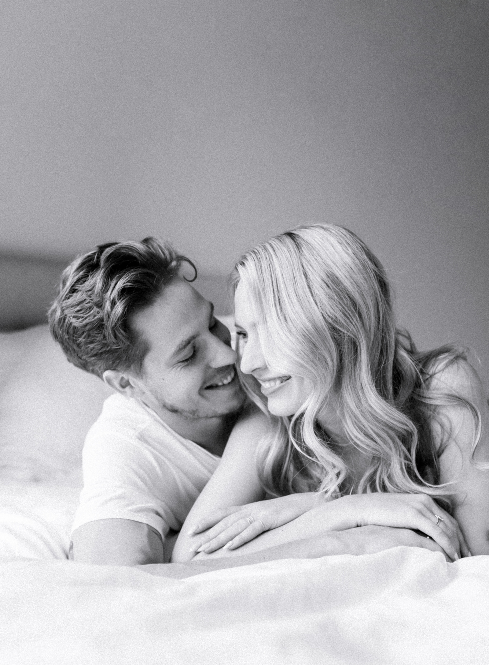 Relaxed candid lifestyle black and white couples photo