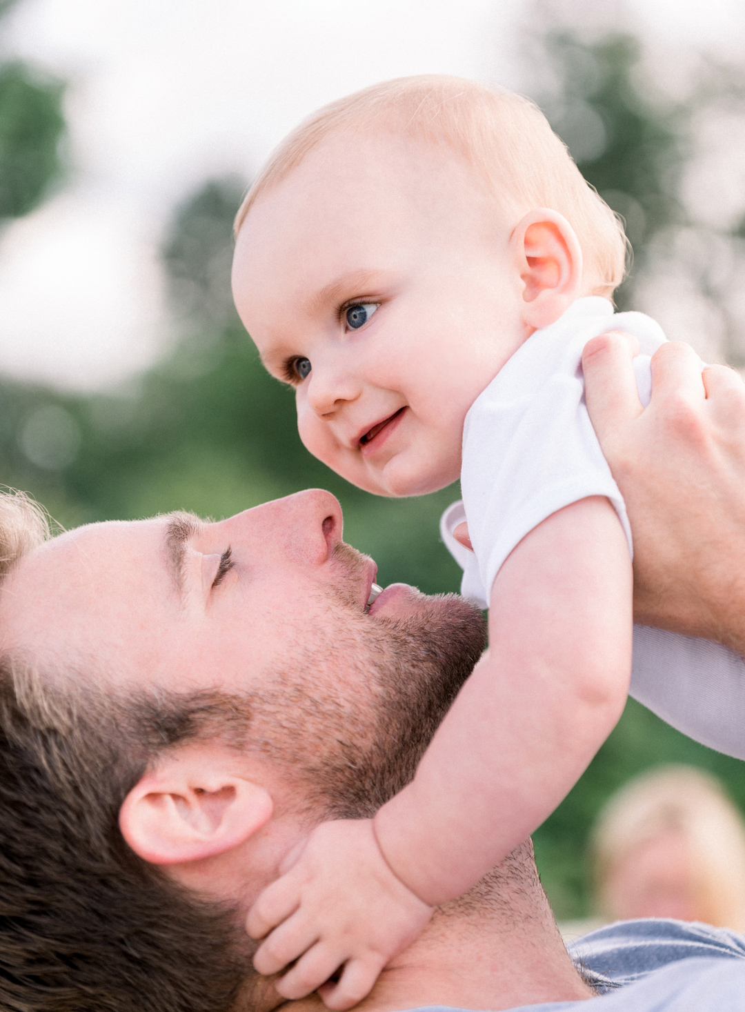 Beautiful close up of dad and baby