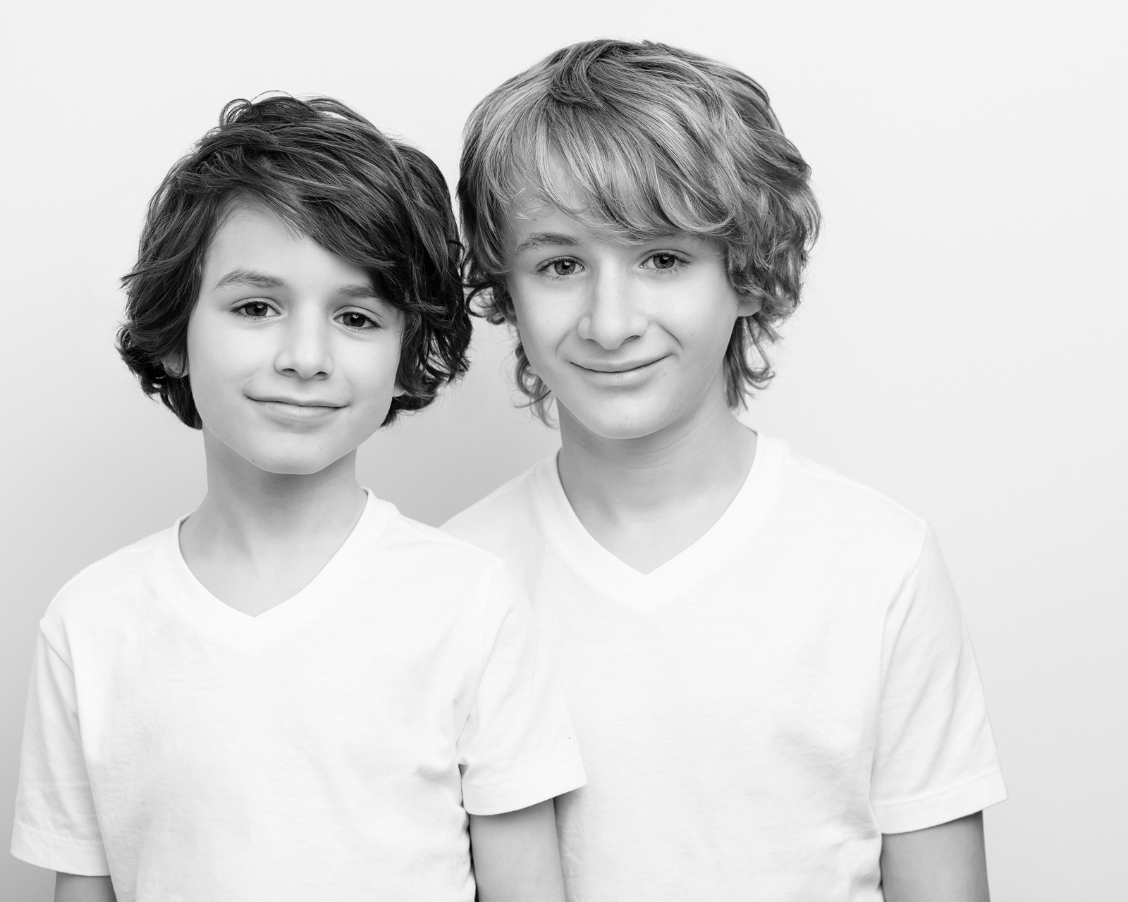 Azriel and Aias Dalman boys family photos black and white.