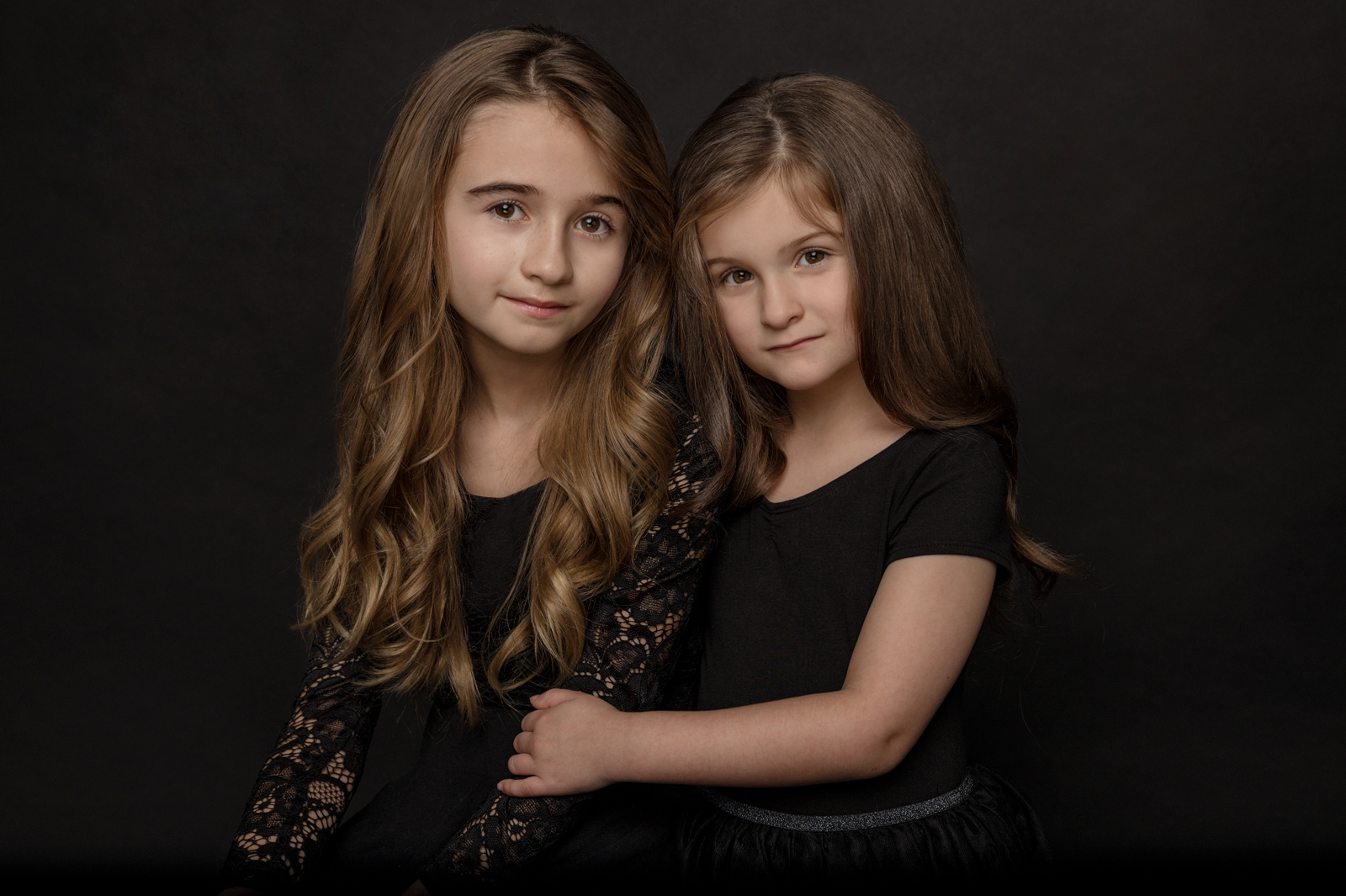 Childrens photography in studio portraits of two girls Vancouver BC