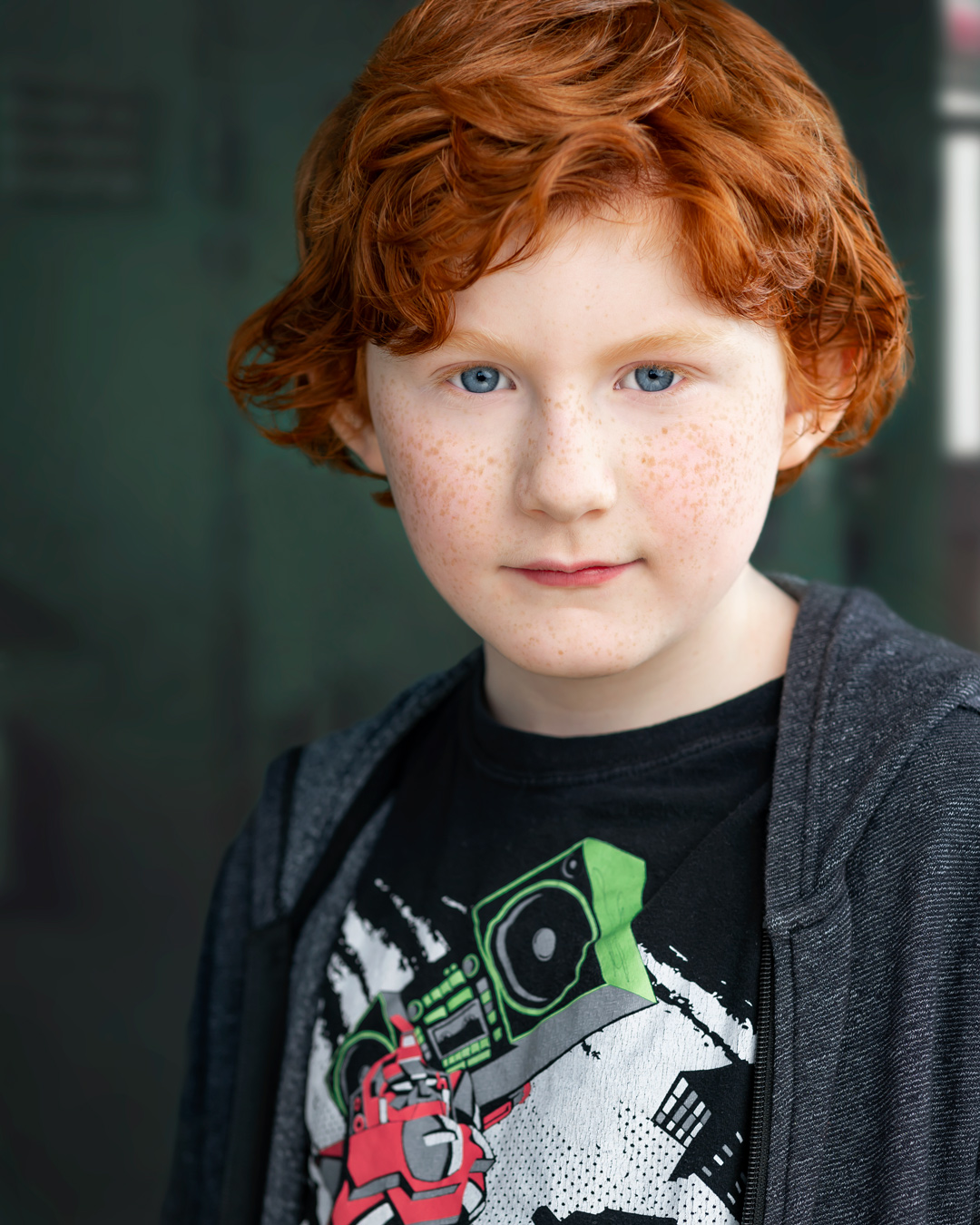 Dramatic tv and film headshot for redhead child actor Conor O'Mahony